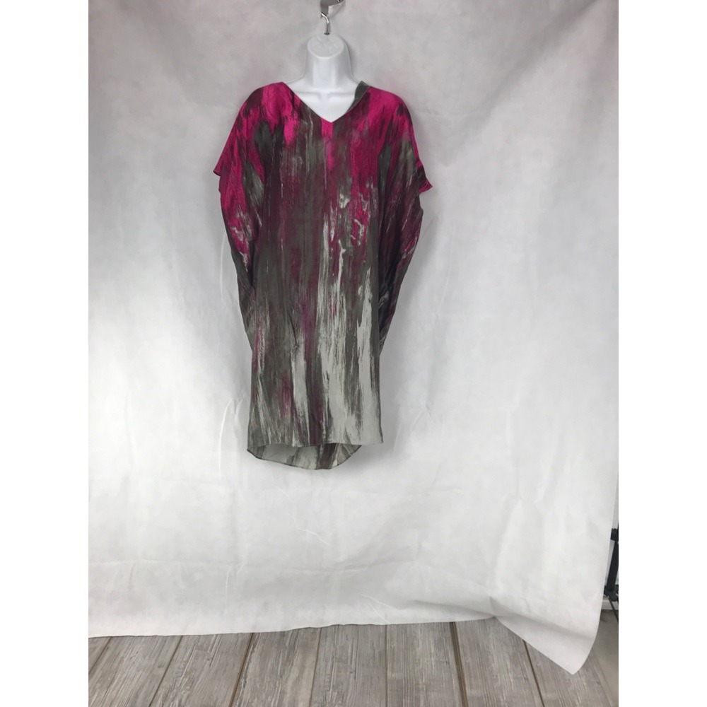 NEW Josie Natori Womens Davina Pink 100% Silk Abstract Size XS Nightgown Dress